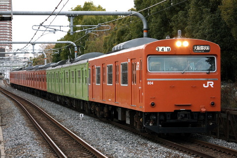 【JR西】大阪環状線用の103系モリKM2編成 混色にの拡大写真