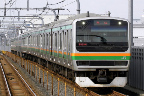 【JR東】E231系コツK32編成使用 「湘南ひまわり号」運転を越谷レイクタウン駅で撮影した写真