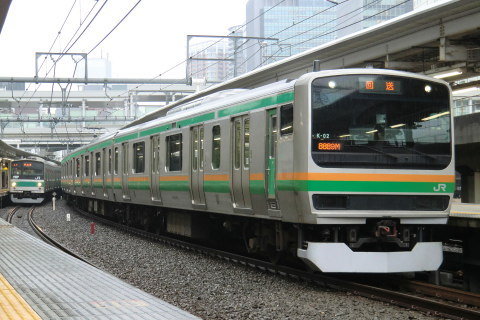 【JR東】E231系コツK02編成 東京総合車両センター出場を大崎駅で撮影した写真
