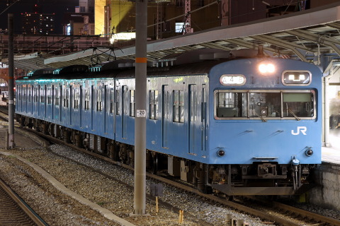 【JR西】103系ヒネJ407編成 吹田工場入場を京橋駅で撮影した写真