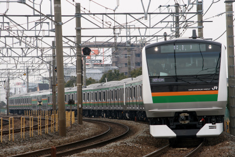 【JR東】E233系E02 E52編成 試運転を茅ヶ崎～辻堂で撮影した写真