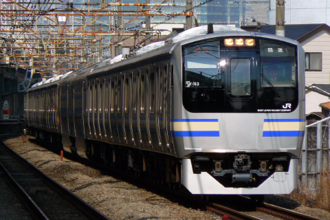 【JR東】E217系クラY43編成　東京総合車両センター出場を西大井駅で撮影した写真
