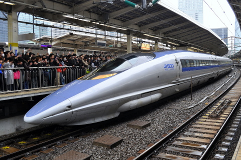 【JR西】500系W編成「のぞみ」 営業運行終了を東京駅で撮影した写真