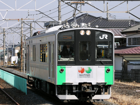 【JR東】クモヤE955-1『NEトレイン』宇都宮線試運転を岡本駅で撮影した写真