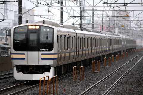 【JR東】E217系Y43＋Y106編成 試運転を下総中山駅で撮影した写真