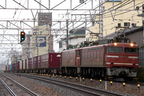 【JR貨】EF81-148 吹田機関区へ回送を大津駅で撮影した写真