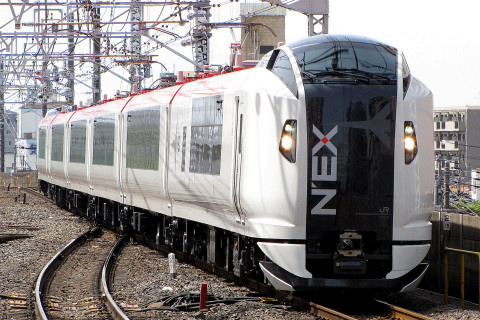 【JR東】E259系クラNE018編成 試運転を市川駅で撮影した写真