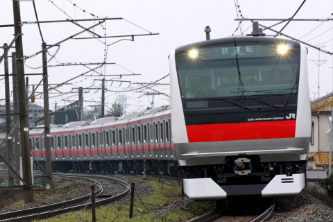 【JR東】E233系5000番代ケヨ503編成 新潟地区で試運転を越後石山～亀田で撮影した写真