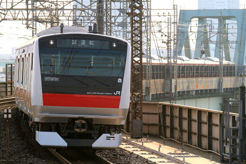 【JR東】E233系5000番代ケヨ502編成 試運転を新木場駅で撮影した写真