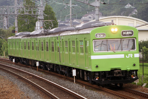 【JR西】103系NS406編成 試運転を島本駅で撮影した写真