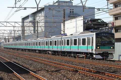 【JR東】E233系2000番代マト9編成 試運転を松戸～北松戸で撮影した写真