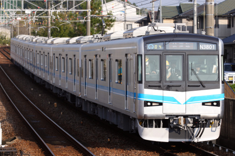 【名市交】N3000形N3101H 名鉄線内試運転を黒笹駅で撮影した写真