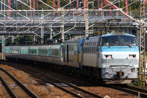 【JR西】381系ヒネD655編成 甲種輸送を彦根駅で撮影した写真