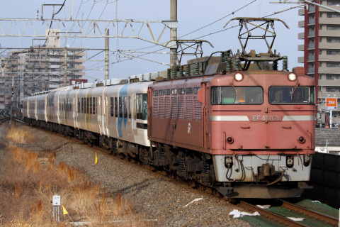 【JR西】12・14系『あすか』使用 団体臨時列車を堅田駅で撮影した写真