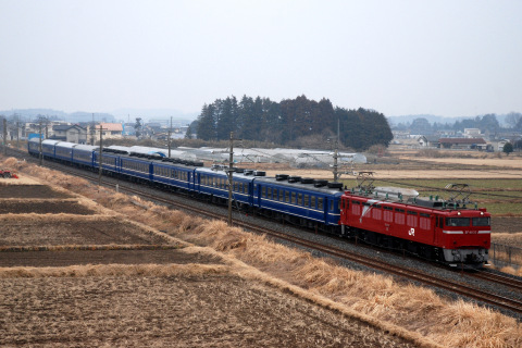 【JR東】EF81-133＋24系4両＋12系5両使用の乗務員訓練（6日）を蒲須坂～氏家間で撮影した写真