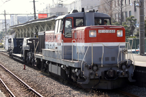 【JR貨】特大貨物輸送に使用のシキ1000返却を新芝浦駅で撮影した写真