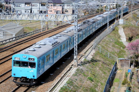 【JR西】103系日根野車8両 廃車回送を長岡京～山崎で撮影した写真
