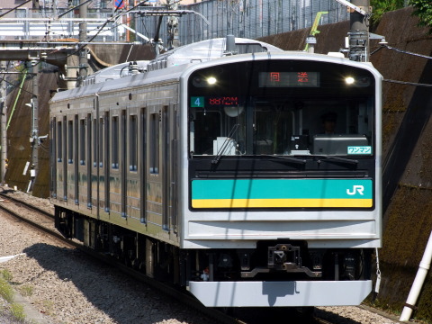 【JR東】205系ナハワ4編成 大宮総合車両センター出場を東所沢駅で撮影した写真