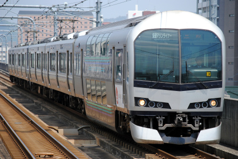 【JR四】「がんばろう！日本」ラッピング貼付を大元駅で撮影した写真