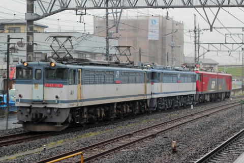 【JR貨】EF65-1058＋EF500-17 大宮車両所出場を土呂駅で撮影した写真