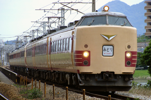 【JR九】ありがとう485系 「かもめ号」「みどり号」運転を千早～箱崎で撮影した写真