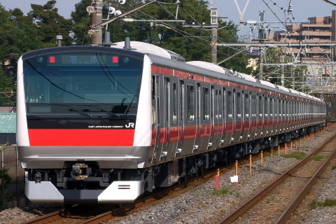【JR東】E233系ケヨ519編成 新津出場配給を新松戸駅で撮影した写真