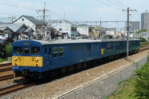 【JR西】クモヤ145形3両 試運転を長岡京～山崎で撮影した写真