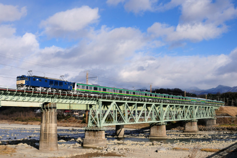 【JR東】E233系3000番代チタNT8編成 配給輸送を渋川～敷島で撮影した写真
