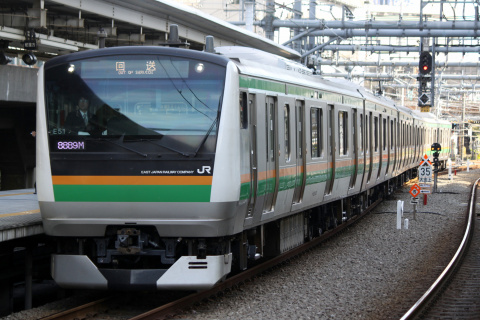 【JR東】E233系3000番代コツE51編成 東京総合車両センター出場を大崎駅で撮影した写真