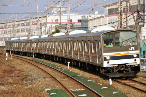 【JR西】205系ホシC4編成 吹田総合車両所内試運転を岸辺駅で撮影した写真