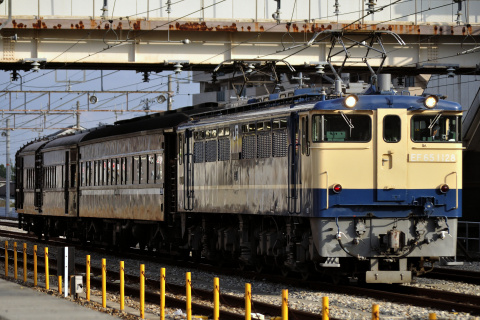 【JR西】マイテ49-2＋オヤ31-31 網干総合車両所本所へ回送を網干駅で撮影した写真