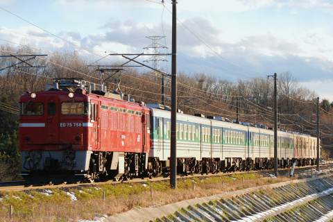 【JR東】キハ30・37・38形6両 新津へ配給（12日）を高久駅付近で撮影した写真