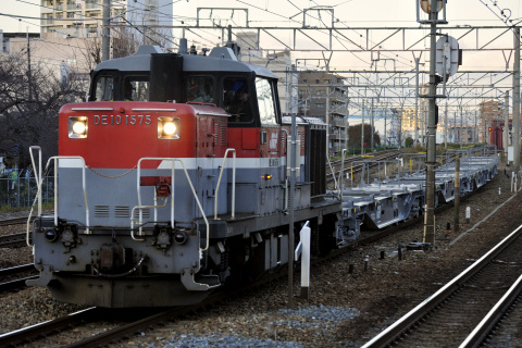 【JR貨】コキ107形6両 甲種輸送を東淀川駅で撮影した写真