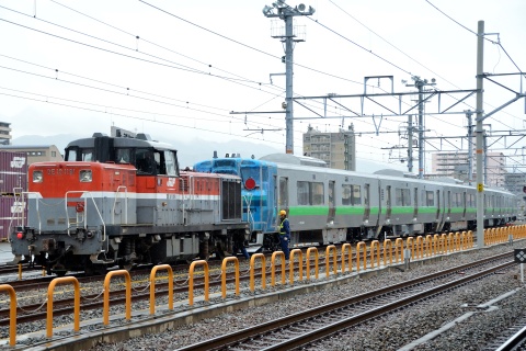 【JR北】733系B107＋B108編成 甲種輸送（1日目）を鷹取駅で撮影した写真