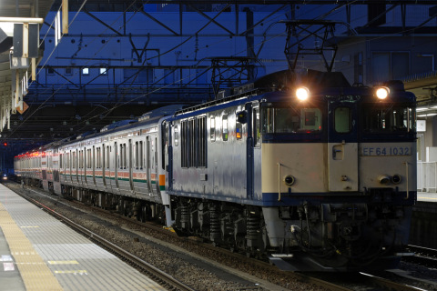 【JR東】211系チタN4編成 配給輸送を甲府駅で撮影した写真