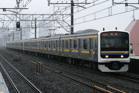 【JR東】209系マリC404＋C612編成 東京総合車両センター出場を下総中山駅で撮影した写真
