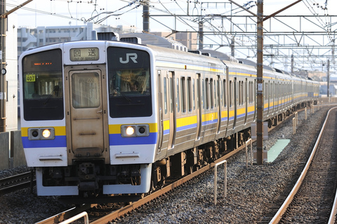 【JR東】211系マリC407編成＋マリC405編成 返却回送を亀有駅で撮影した写真