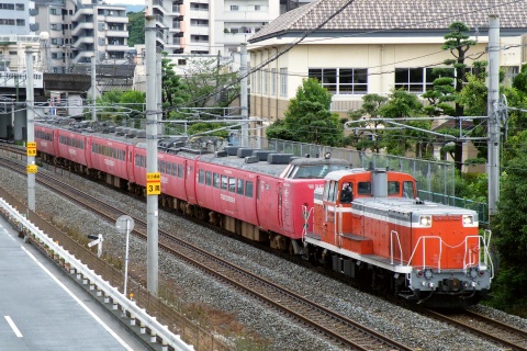 【JR九】485系カコDK14編成 小倉総合車両センターへ廃車回送の拡大写真