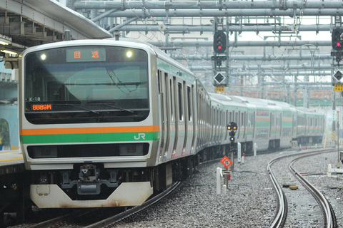 【JR東】E231系1000番代コツK18編成 東京総合車両センター出場を大崎駅で撮影した写真