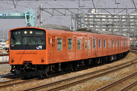 【JR西】201系モリLB16編成 本線試運転を岸辺駅で撮影した写真