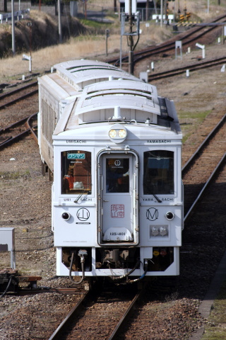 【JR九】キハ125形『海幸山幸』使用 団体臨時列車運転を吉松駅で撮影した写真