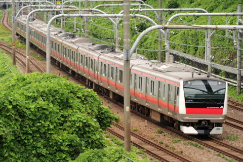 【JR東】E233系5000番代ケヨ501編成使用 団体臨時列車運転を飯田橋～市ヶ谷で撮影した写真