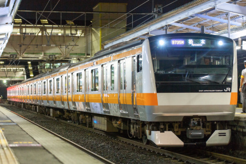 【JR東】諏訪湖花火大会に伴う臨時列車運転を上諏訪駅で撮影した写真