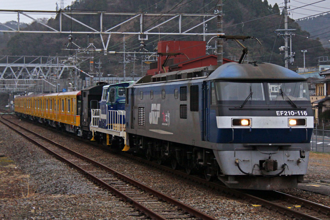 【メトロ】D60-3＋1000系1112F甲種輸送を富士川駅で撮影した写真