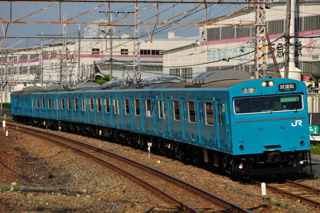 【JR西】103系HK602編成吹田総合車両所構内試運転を岸辺駅で撮影した写真