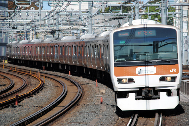 【JR東】E231系トウ514編成(レンガラッピング）試運転を御徒町駅で撮影した写真