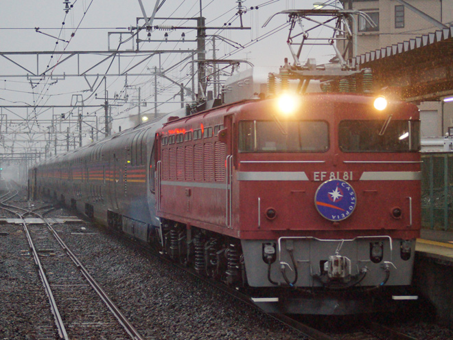 【JR東】EF81-81牽引のカシオペアを蓮田駅で撮影した写真