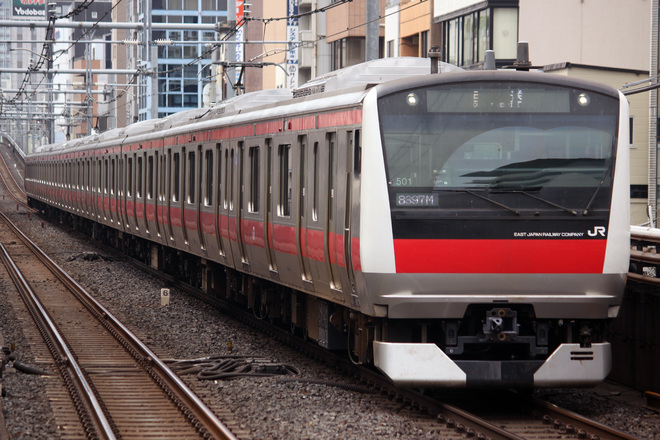 【JR東】E233系ケヨ501編成 東京総合車両センター出場を浅草橋駅で撮影した写真
