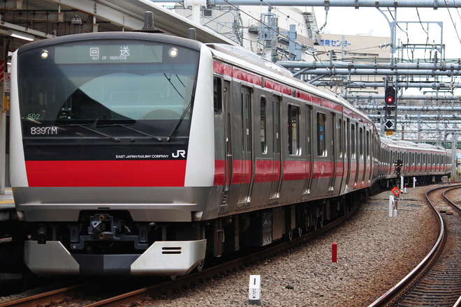 【JR東】E233系ケヨ502編成 東京総合車両センター出場回送を大崎駅で撮影した写真