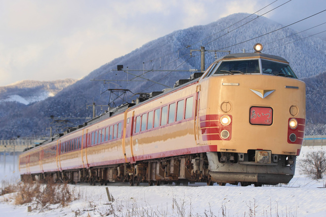 【JR東】485系使用の「会津ふるさと冬休み号」運転を川桁～関都間で撮影した写真